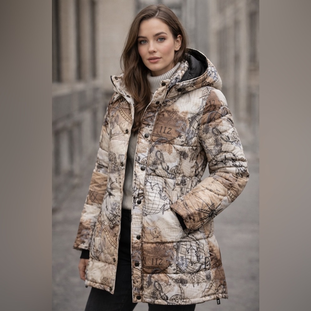 DOLCEZZA Women's Brown and White Printed Jacket NWT size S